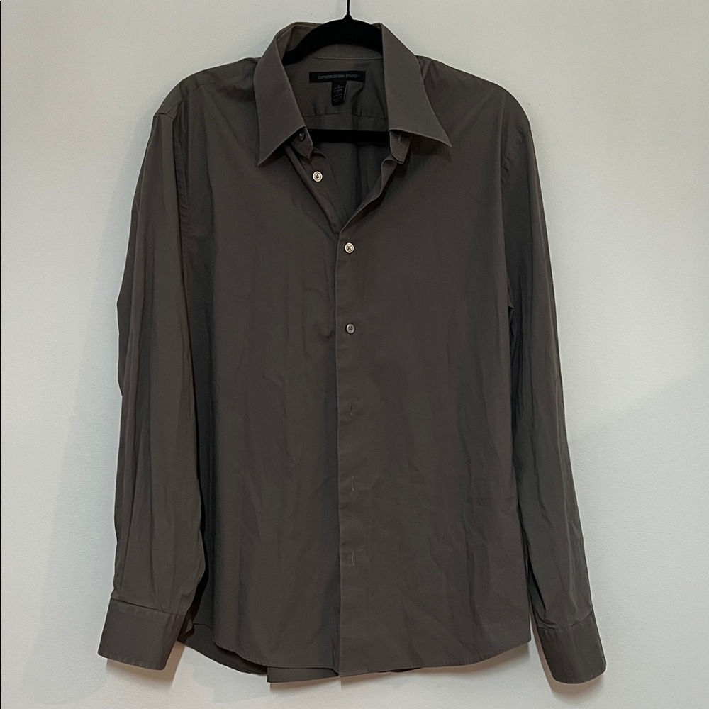 Express Charcoal Button-Up Collard Shirt Size Large Cotton/Spandex Modern Fit